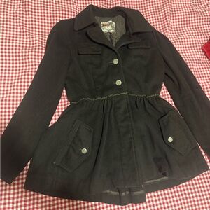 Wool/Cashmere Blend Jacket Coat Black-Grey Womens Twilight 22